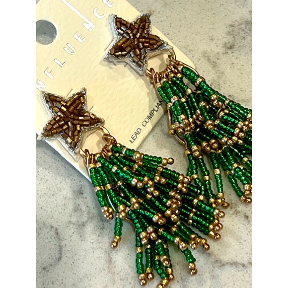 FINAL PRICE Beautiful seed bead Christmas earrings NWT - Picture 2 of 5